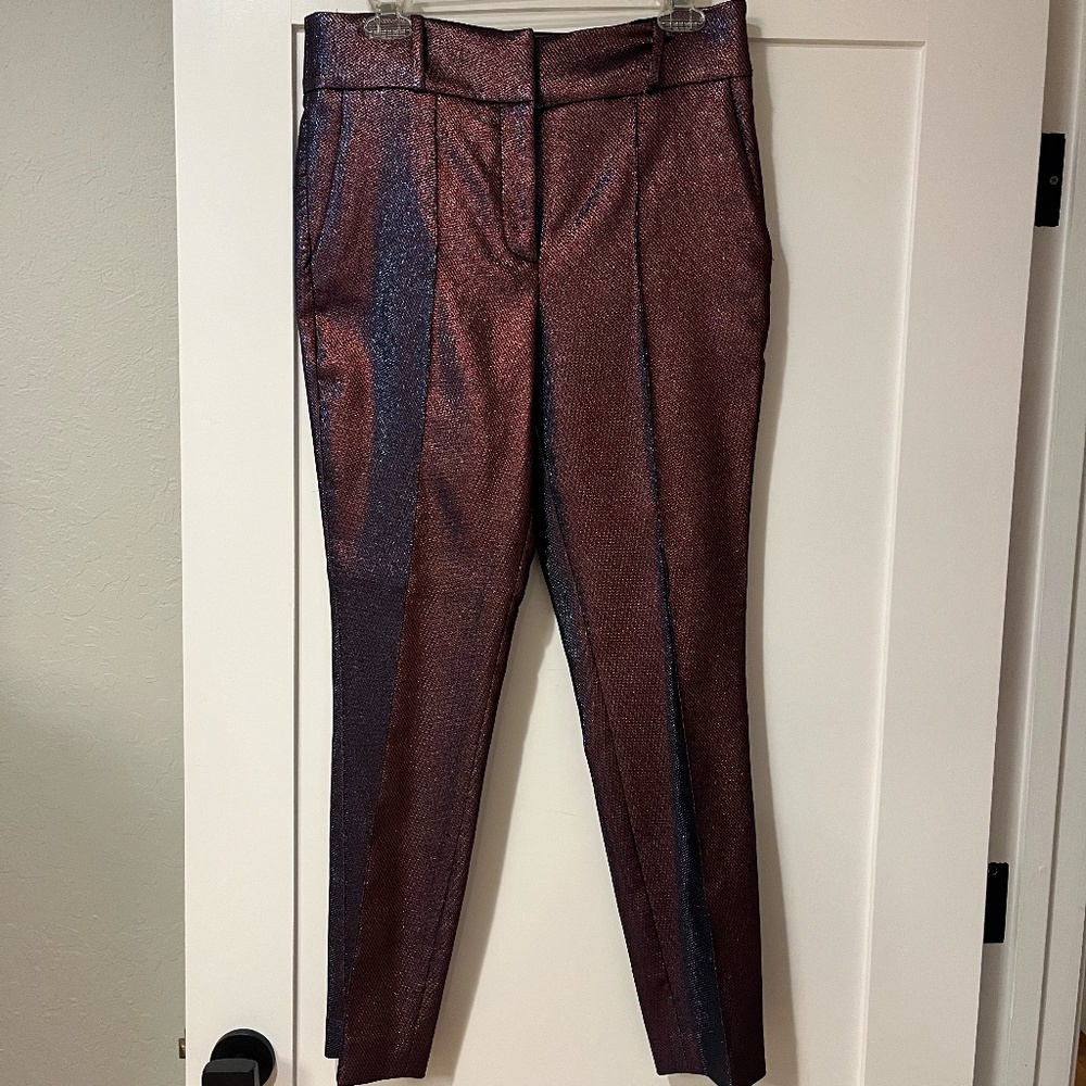 Veronica Beard Metallic Lago Pintuck Trousers Size 10 - Picture 4 of 9